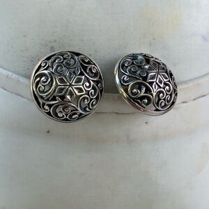 Intricate Sterling Silver Floral Post Earrings